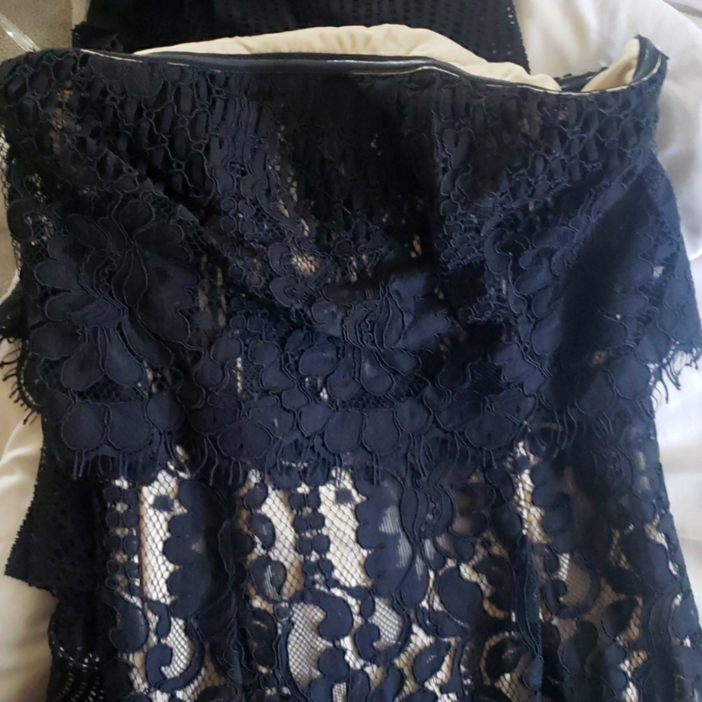 NEW black and nude bandeau lace maxi dress size small (4)
